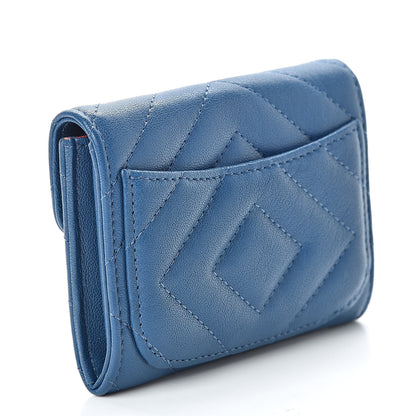 Chanel Sheepskin Chevron Quilted Reissue Card Holder Blue 3 of 8