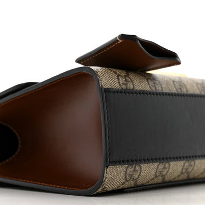 Gucci GG Supreme Monogram Calfskin Small Padlock Shoulder Bag Beige Black Cuir 9 of 14