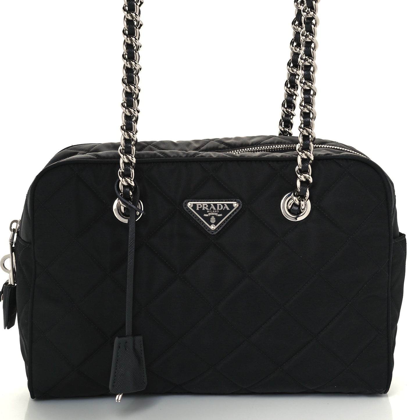 Nylon Tessuto Impuntu Quilted Shoulder Bag Black