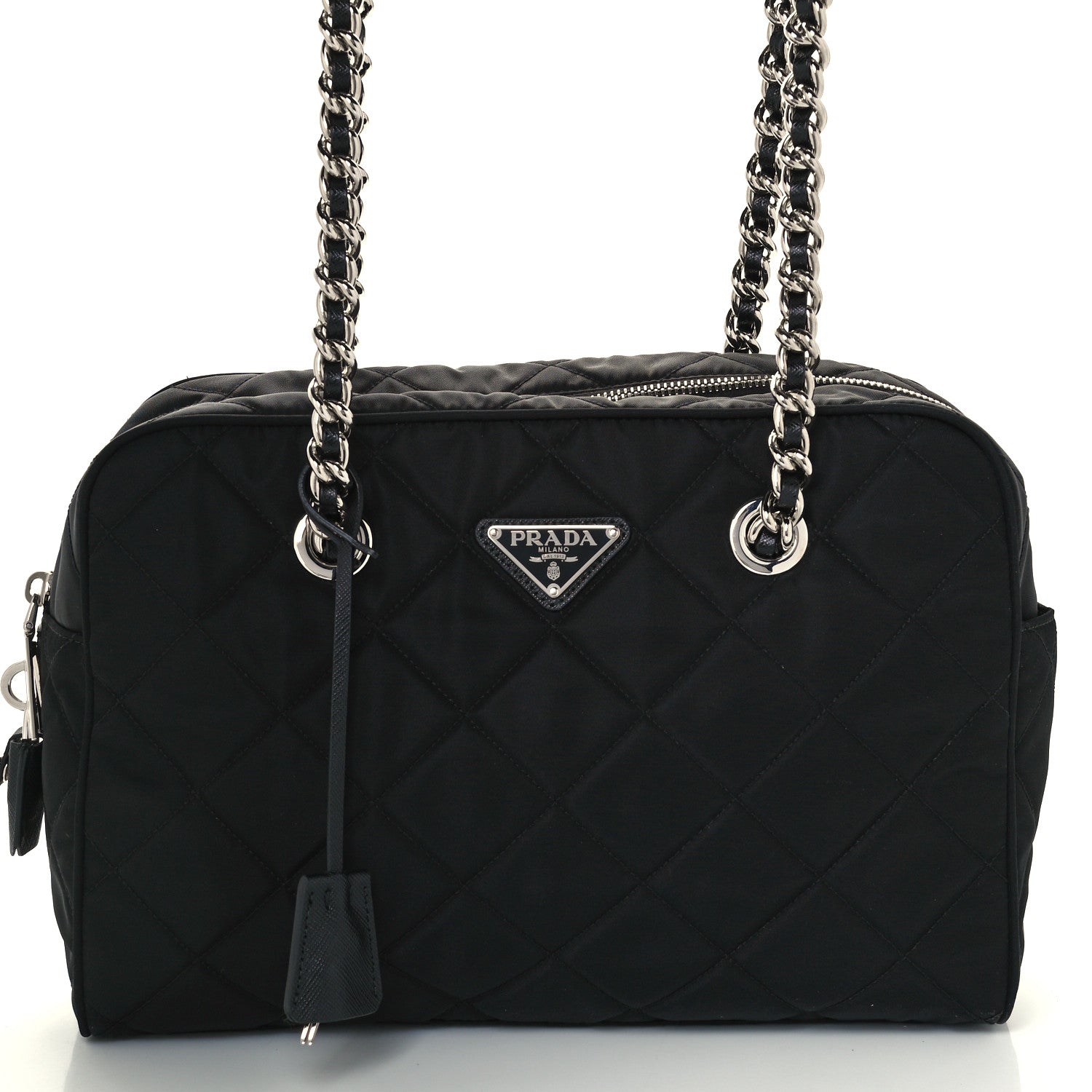 Prada Nylon Tessuto Impuntu Quilted Shoulder Bag Black 7 of 9