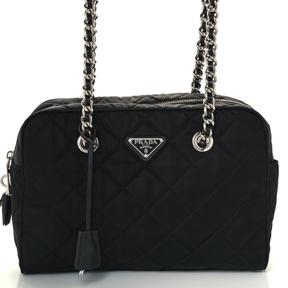 Prada Nylon Tessuto Impuntu Quilted Shoulder Bag Black 7 of 9