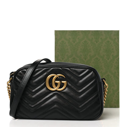 Gucci Calfskin Matelasse Small GG Marmont Chain Shoulder Bag Black 13 of 13