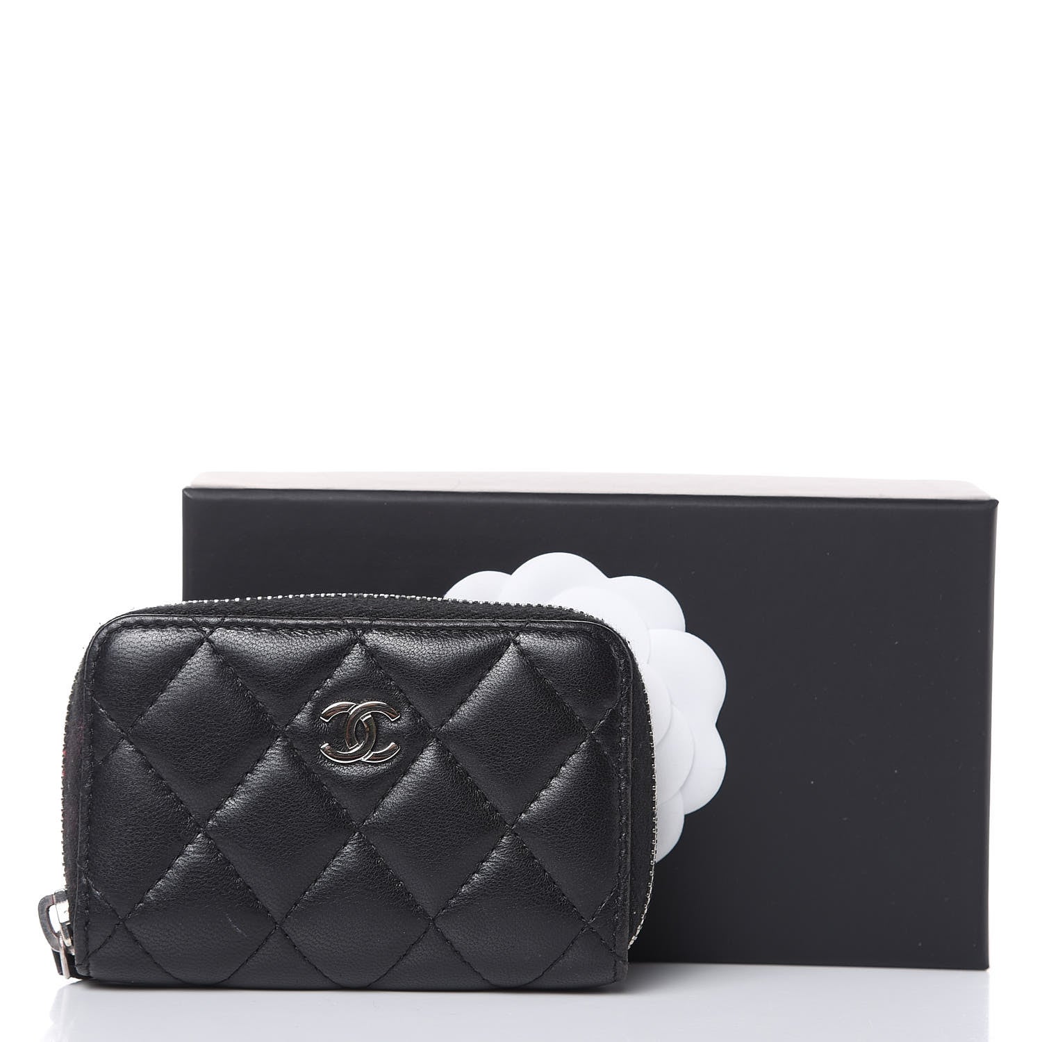 Chanel Lambskin Quilted Zip Coin Purse Black 10 of 10