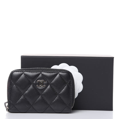 Chanel Lambskin Quilted Zip Coin Purse Black 10 of 10