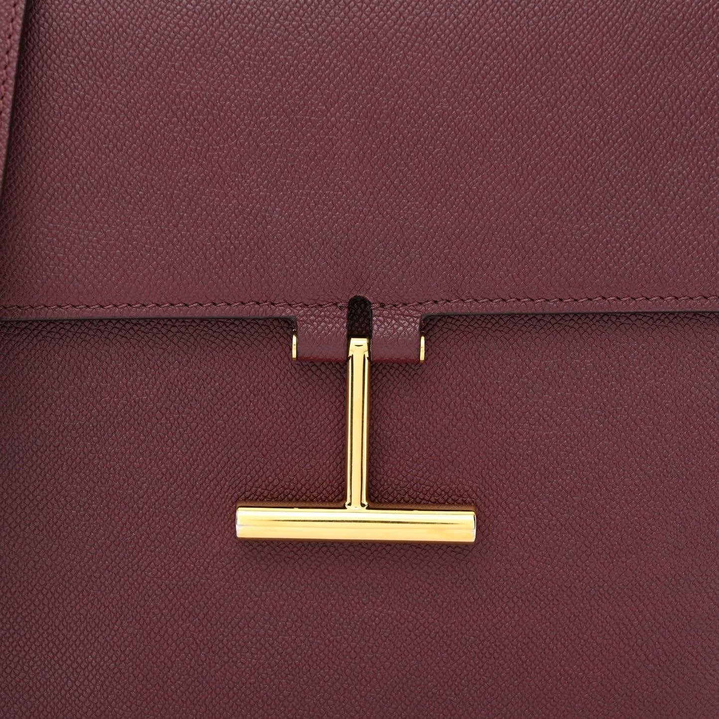 Grained Calfskin Large T Clasp Tara Crossbody Bag Cabernet