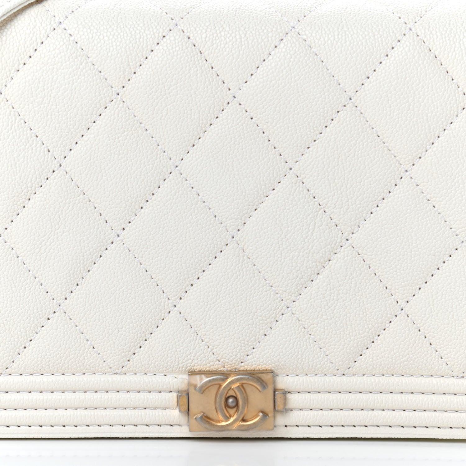 Chanel Caviar Quilted Boy Wallet On Chain WOC White 9 of 11