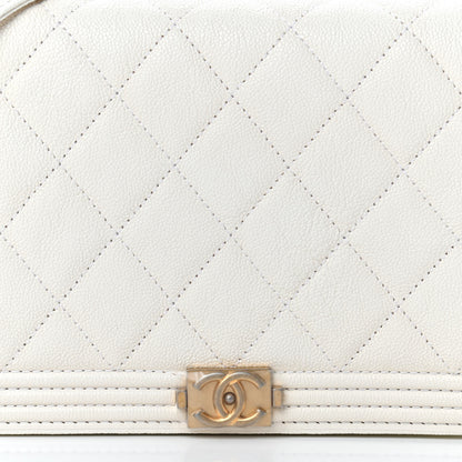 Chanel Caviar Quilted Boy Wallet On Chain WOC White 9 of 11