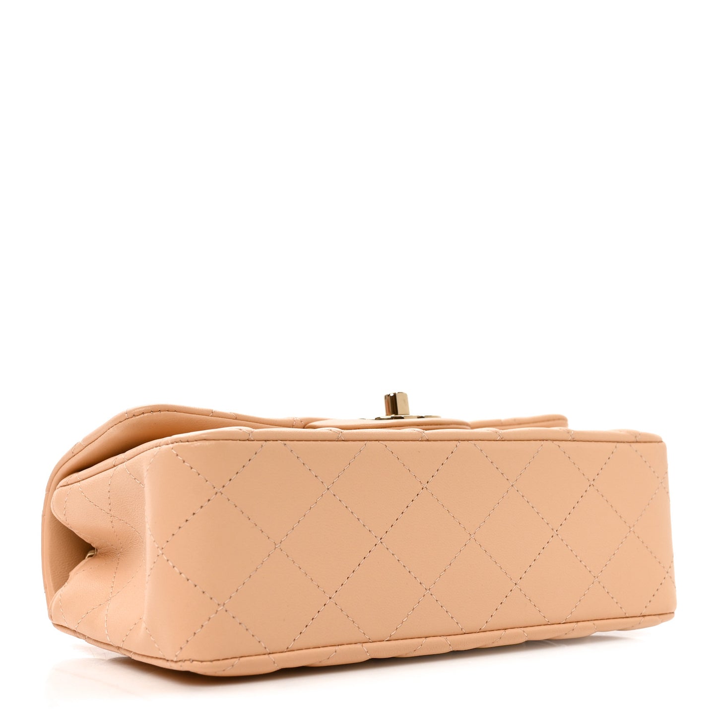 Lambskin Quilted Mini Rectangular Flap Beige