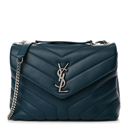 Saint Laurent SAINT LAURENT Calfskin Y Quilted Monogram Small Loulou Chain Satchel Green 1 of 14