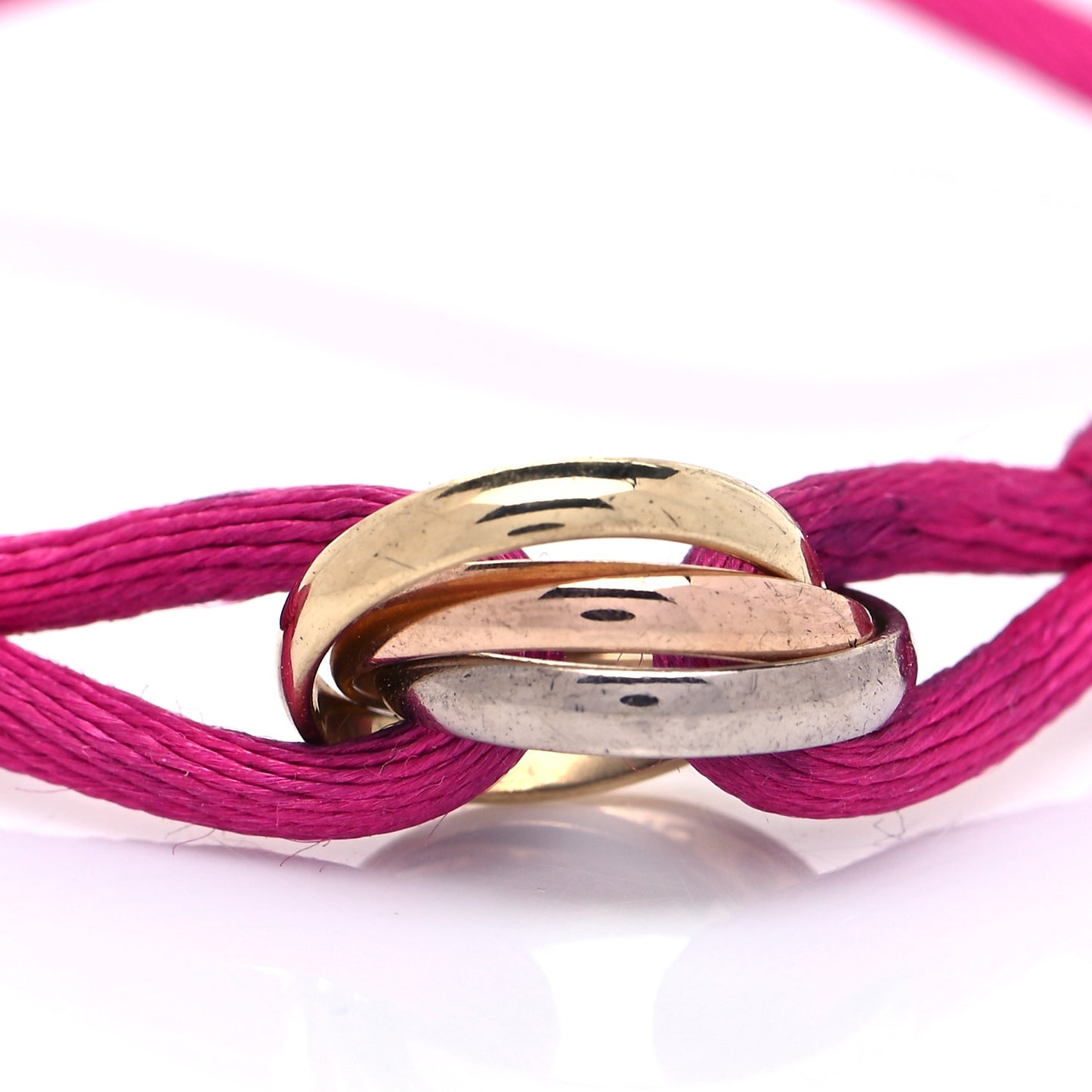 18K Pink Yellow White Gold Trinity Adjustable Cord Bracelet Pink