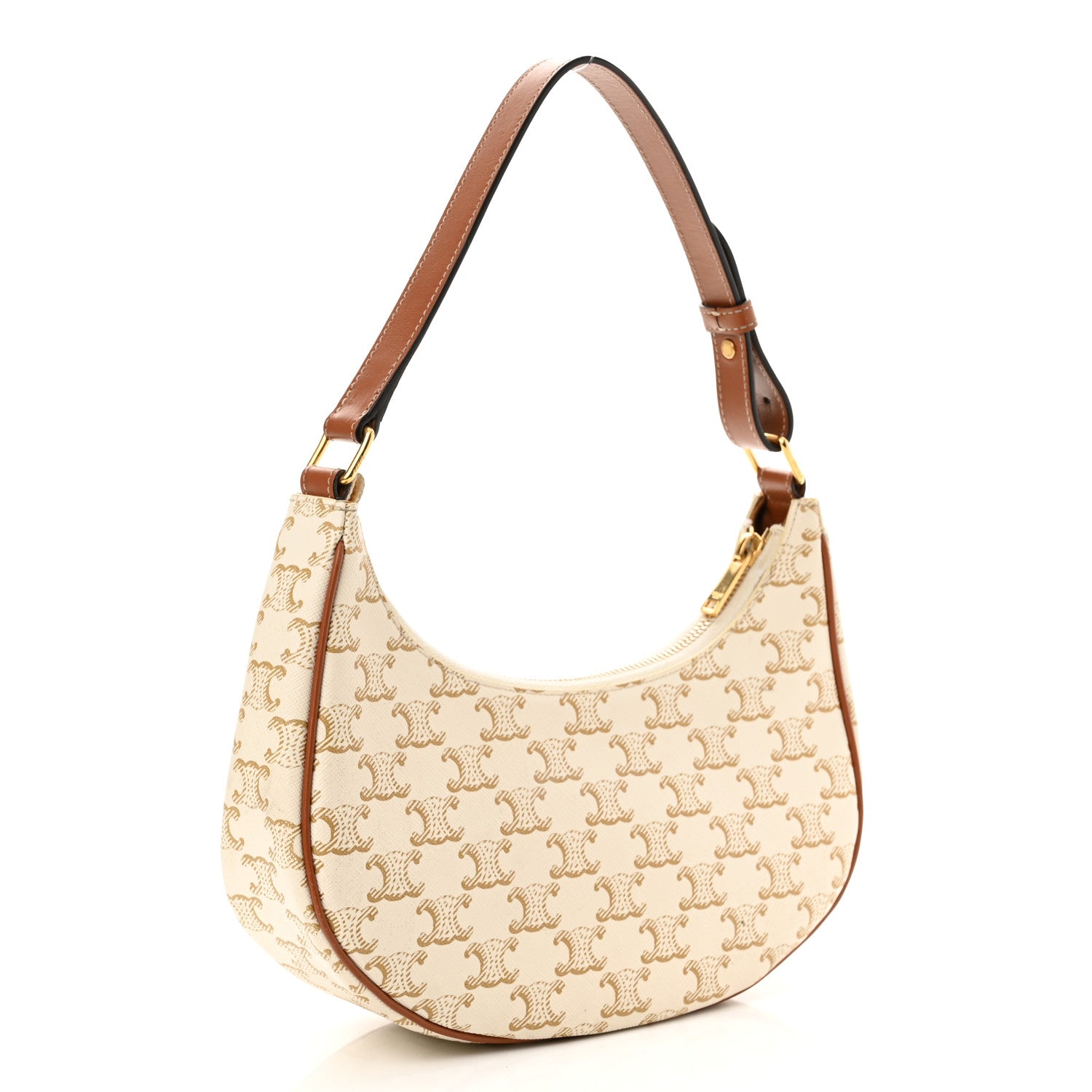 Celine Canvas Calfskin Ava Triomphe Shoulder Bag White 3 of 11