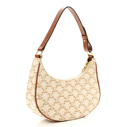 Celine Canvas Calfskin Ava Triomphe Shoulder Bag White 3 of 11