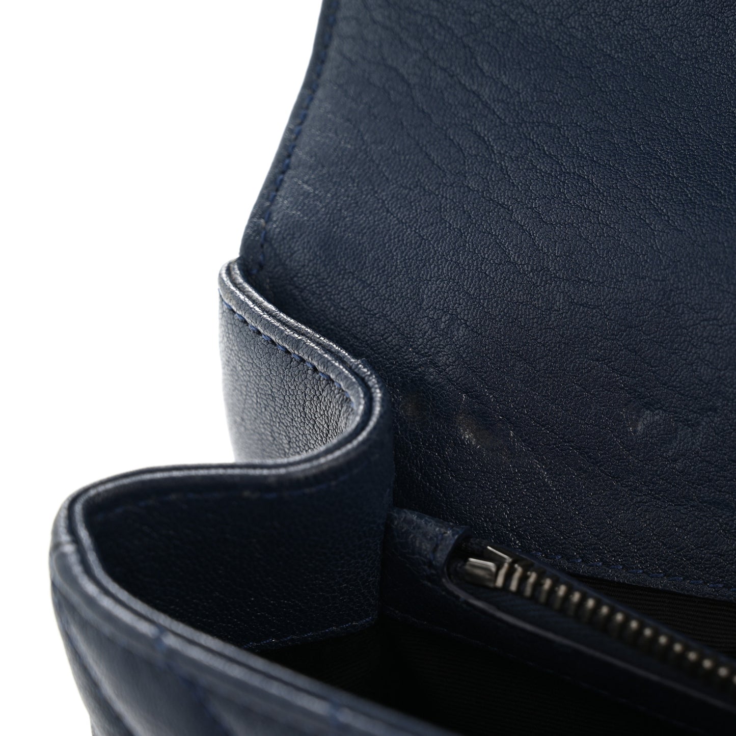 Sheepskin Matelasse Chevron Monogram Medium College Bag Navy