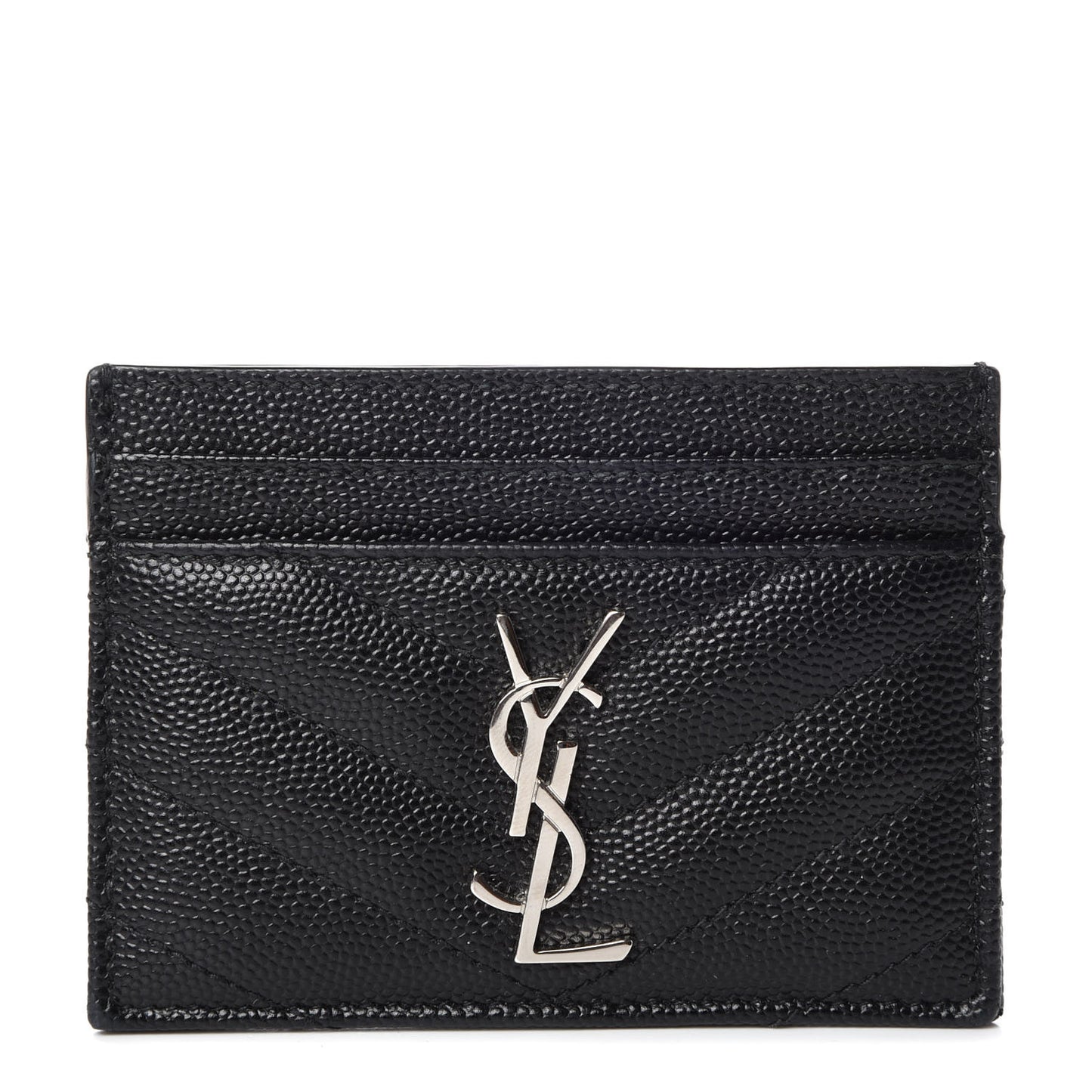 Grain De Poudre Matelasse Chevron Monogram Credit Card Case Black