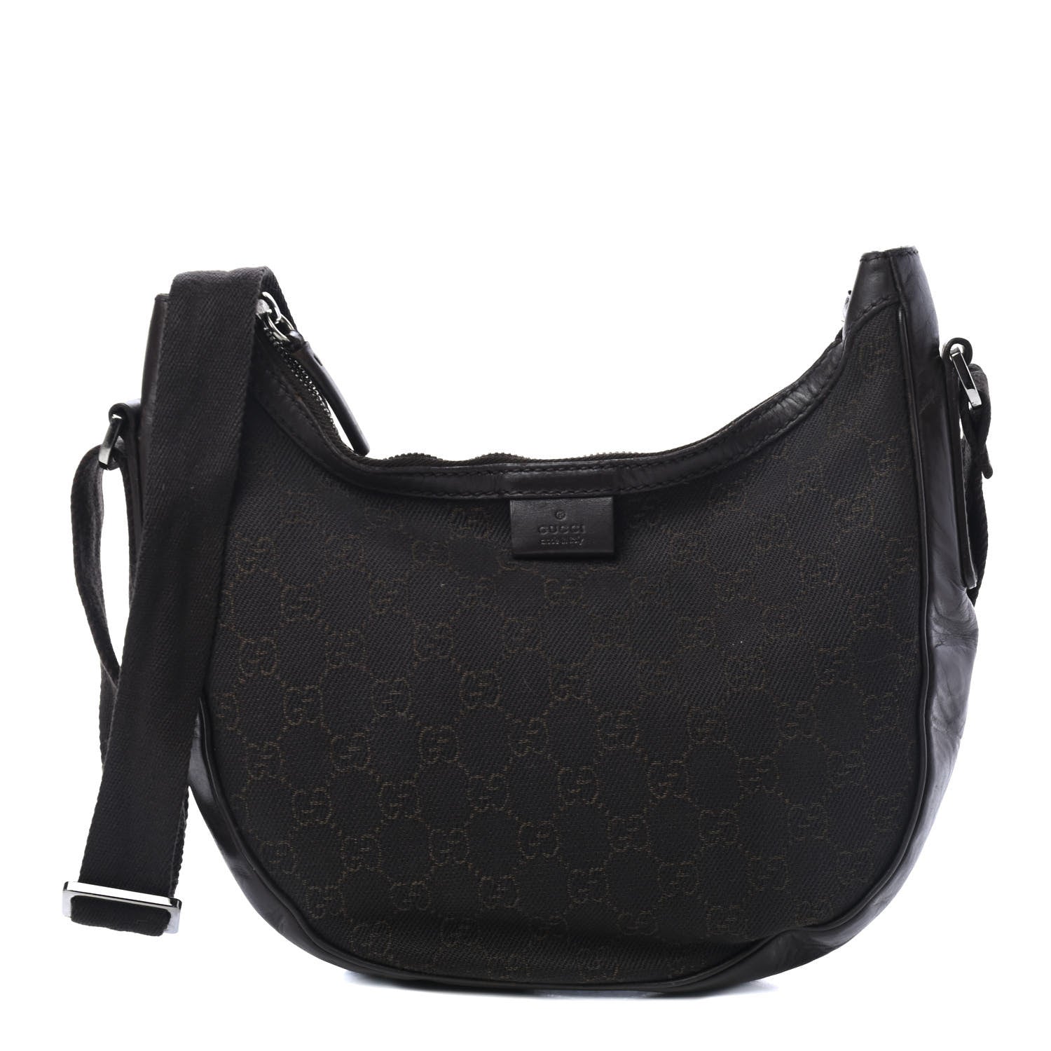 Gucci Denim Monogram Shoulder Bag Black 1 of 4