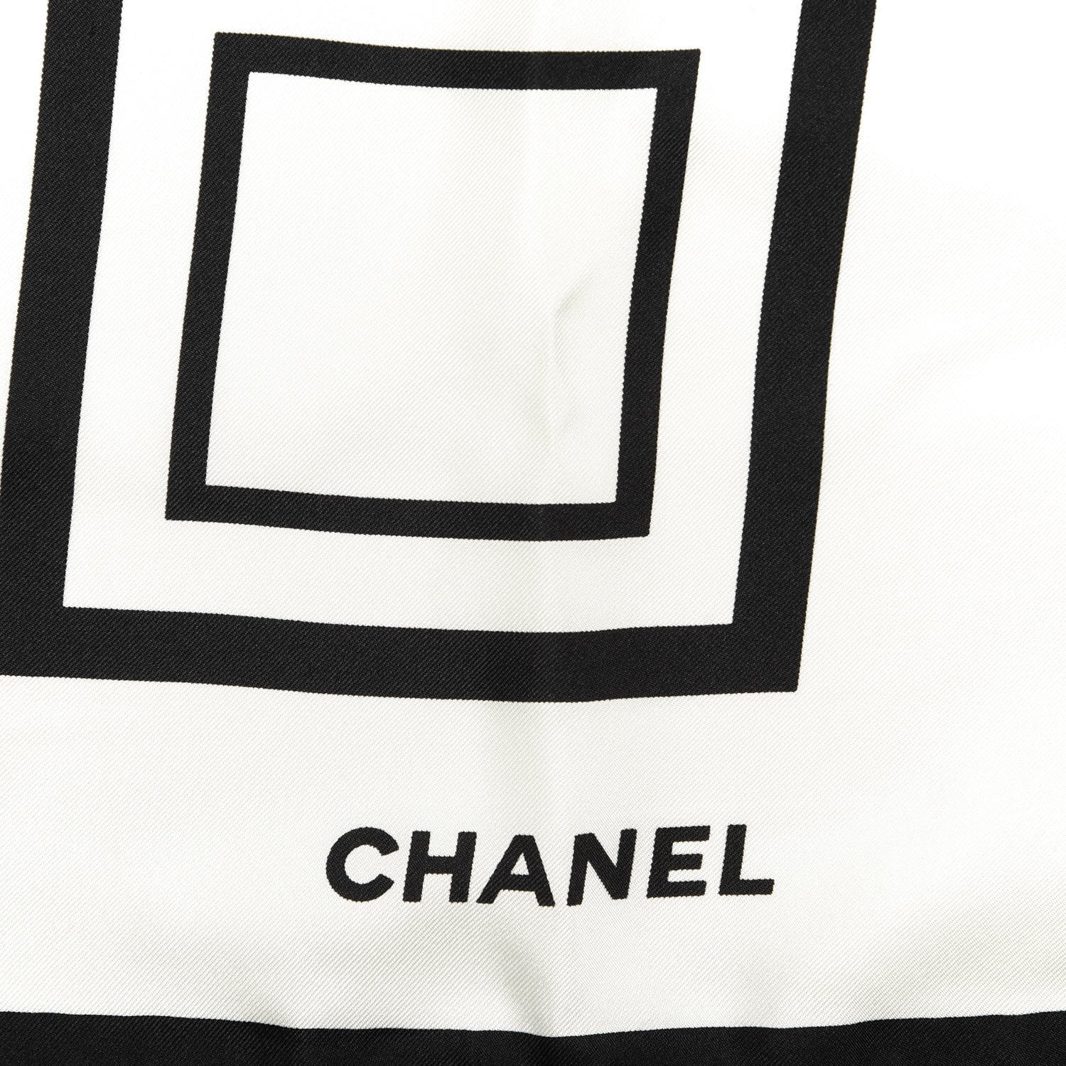 Chanel Silk CC Square Scarf White Black 2 of 4