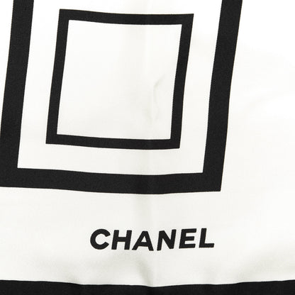 Chanel Silk CC Square Scarf White Black 2 of 4