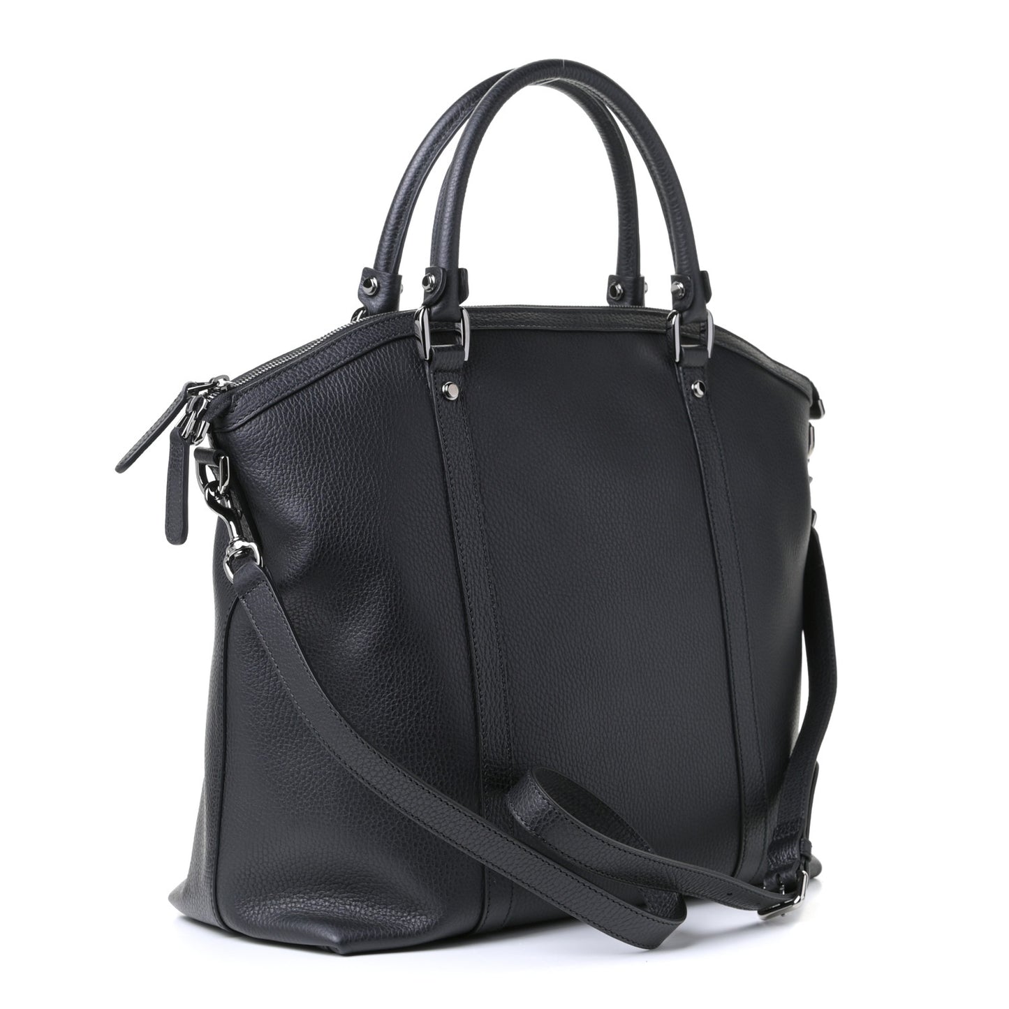 Calfskin Medium GG Charm Convertible Dome Satchel Black