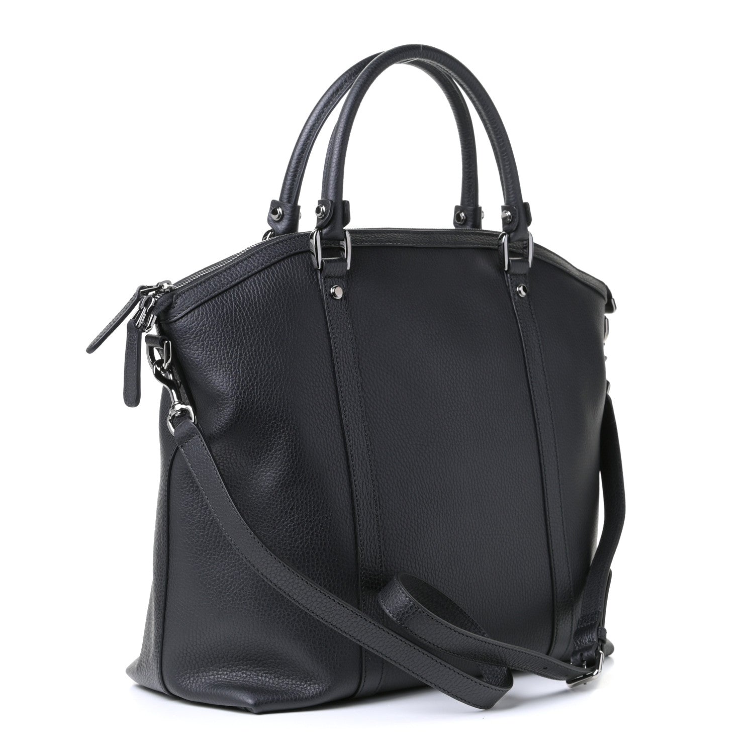 Gucci Calfskin Medium GG Charm Convertible Dome Satchel Black 2 of 4