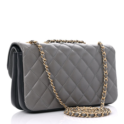 Chanel Lambskin Quilted Small CC Chic Flap Grey Dark Navy 3 of 15