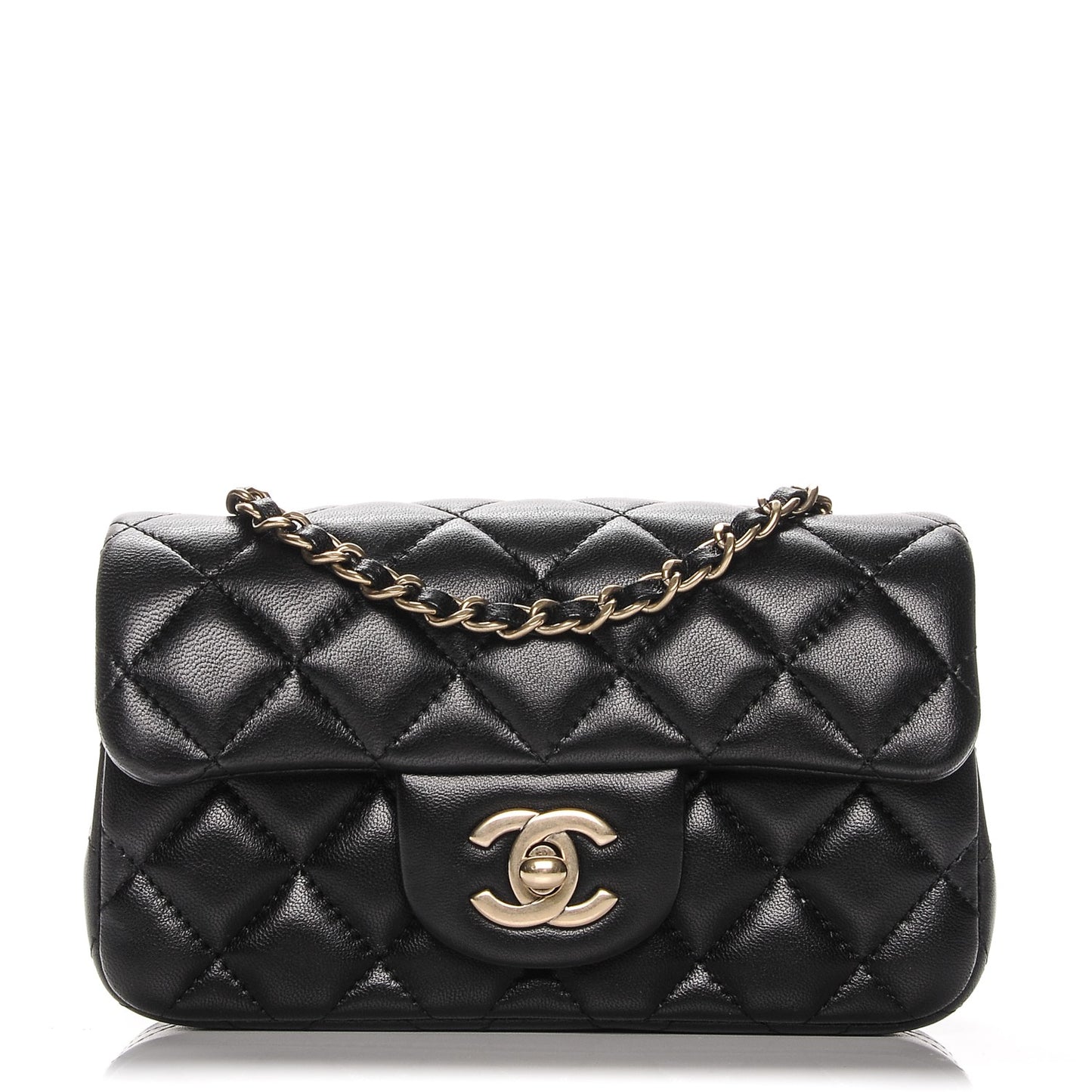 Lambskin Quilted Extra Mini Flap Black