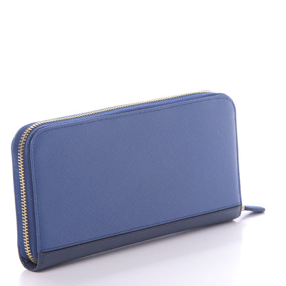 Prada Saffiano Stripe Zip Around Wallet Azzurro Bluette 3 of 10