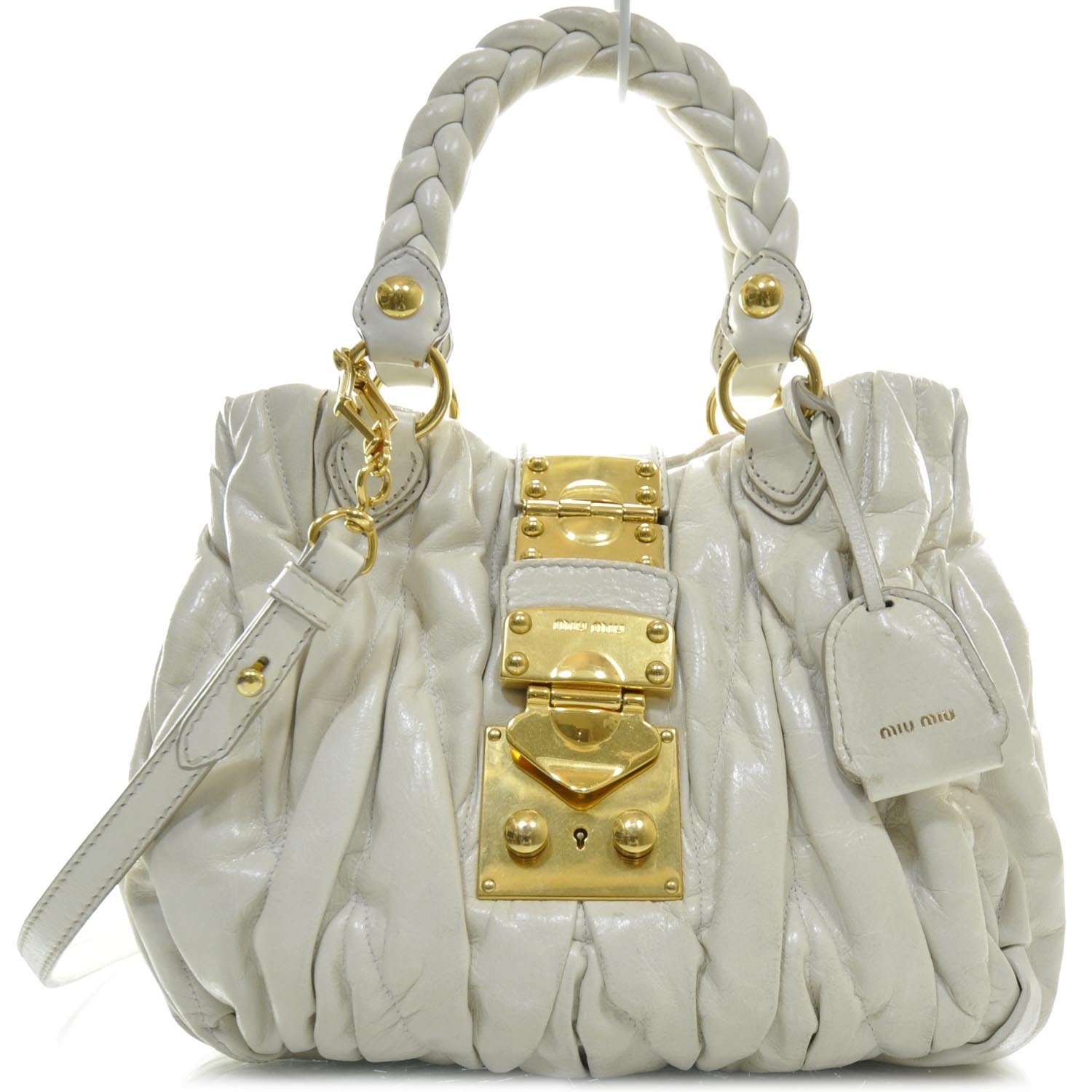 Miu Miu Lambskin Small Matelasse Coffer Ivory 1 of 11