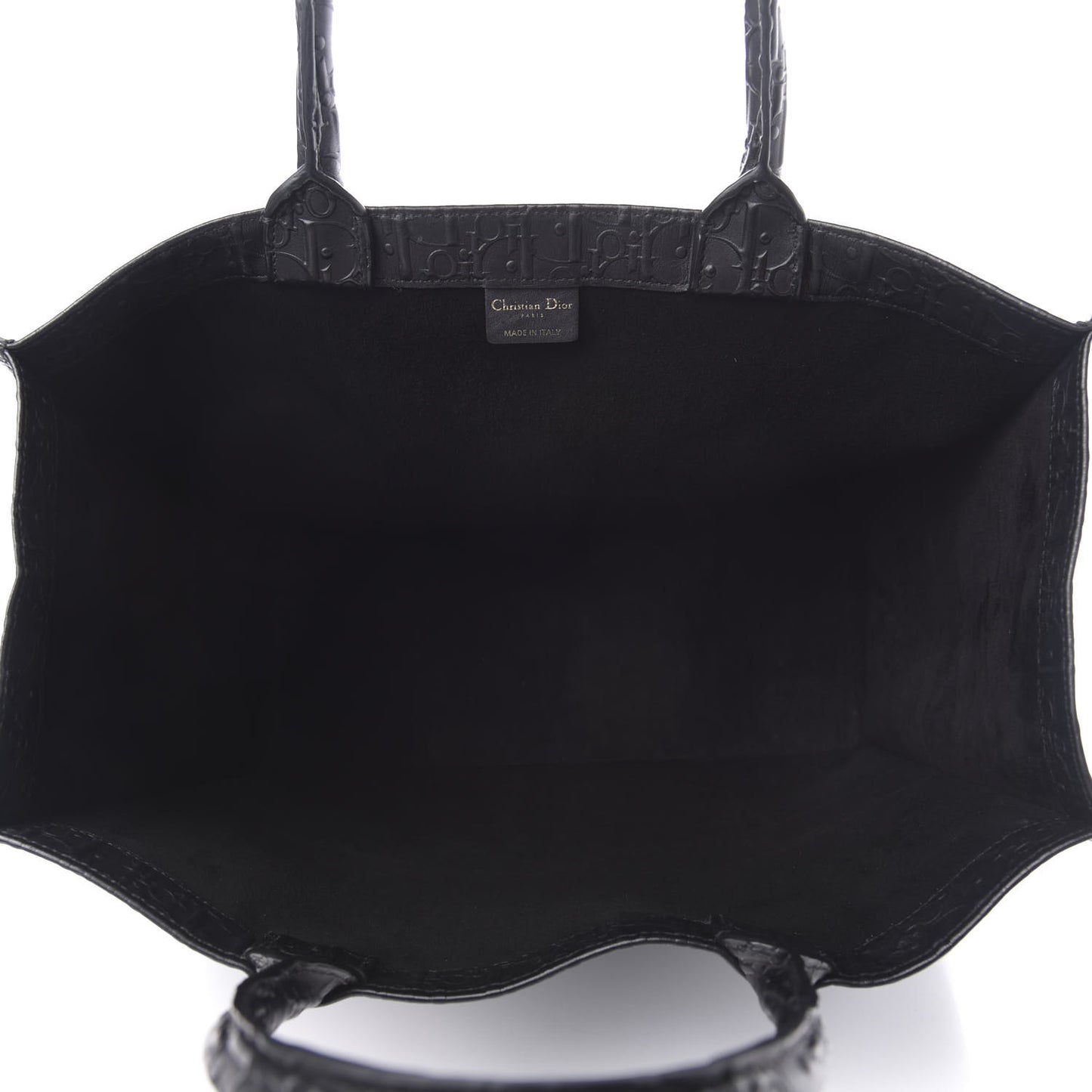 Oblique Calfskin Embossed Book Tote Black