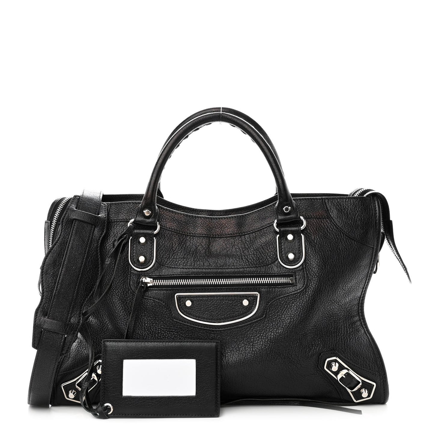 Chevre Silver Metallic Edge Hardware City Black