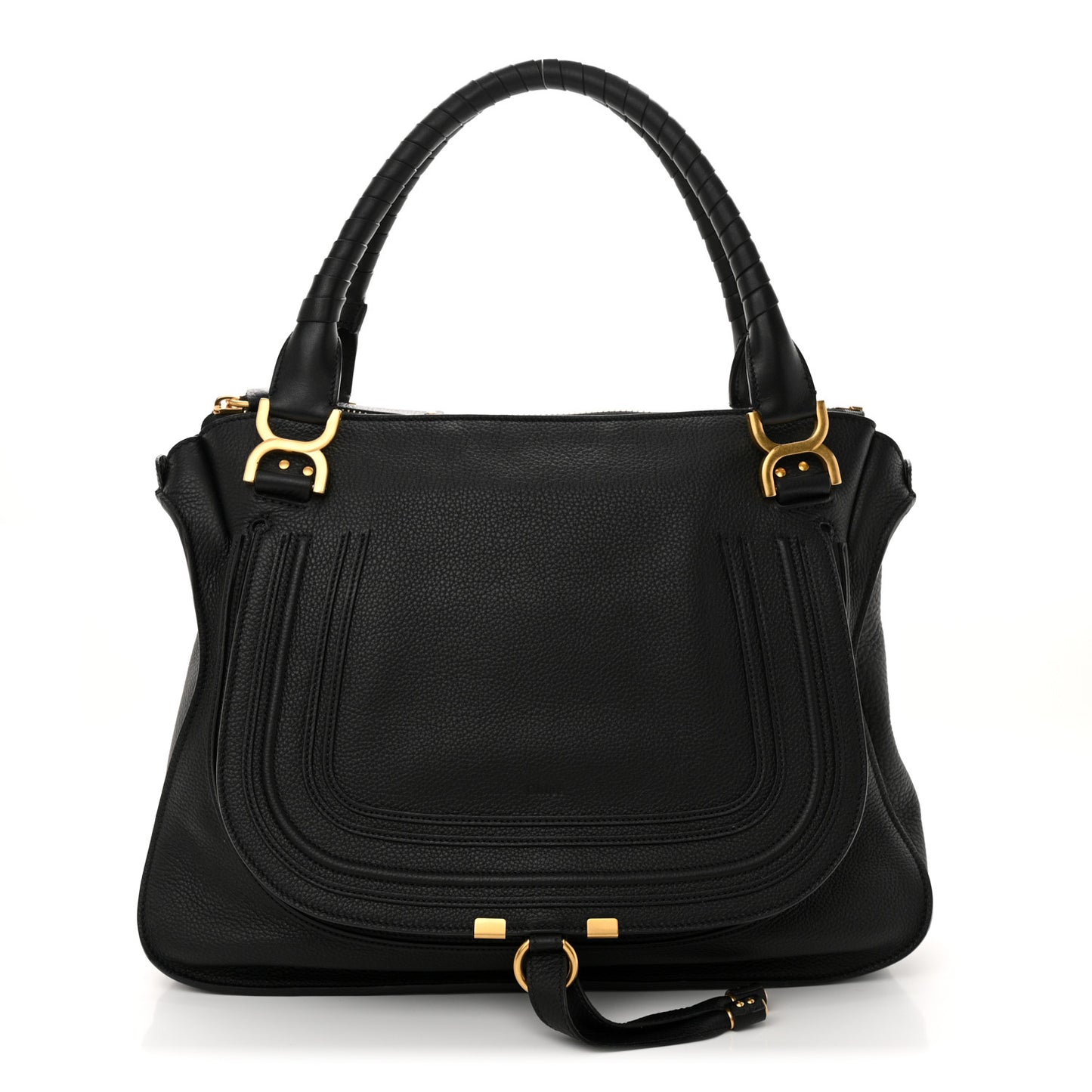 Calfskin Large Marcie Satchel Black