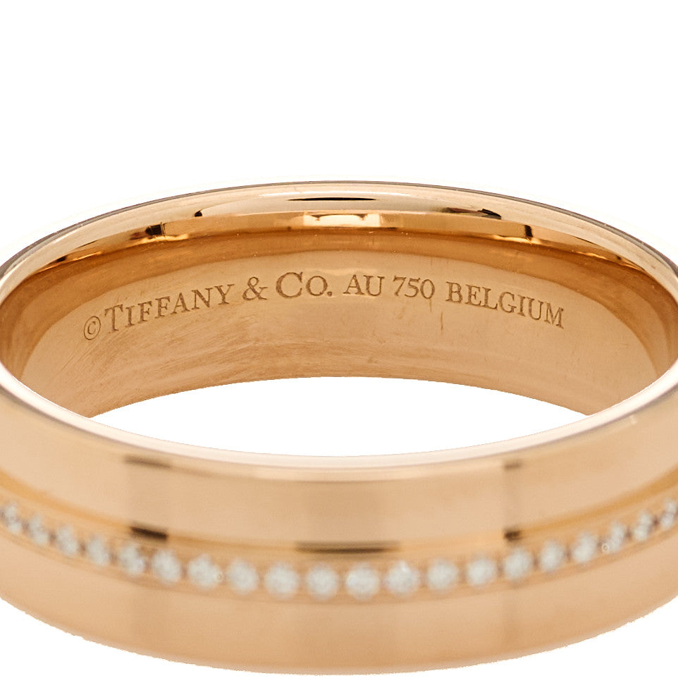 18K Rose Gold Diamond Wide T Two Ring 54 7