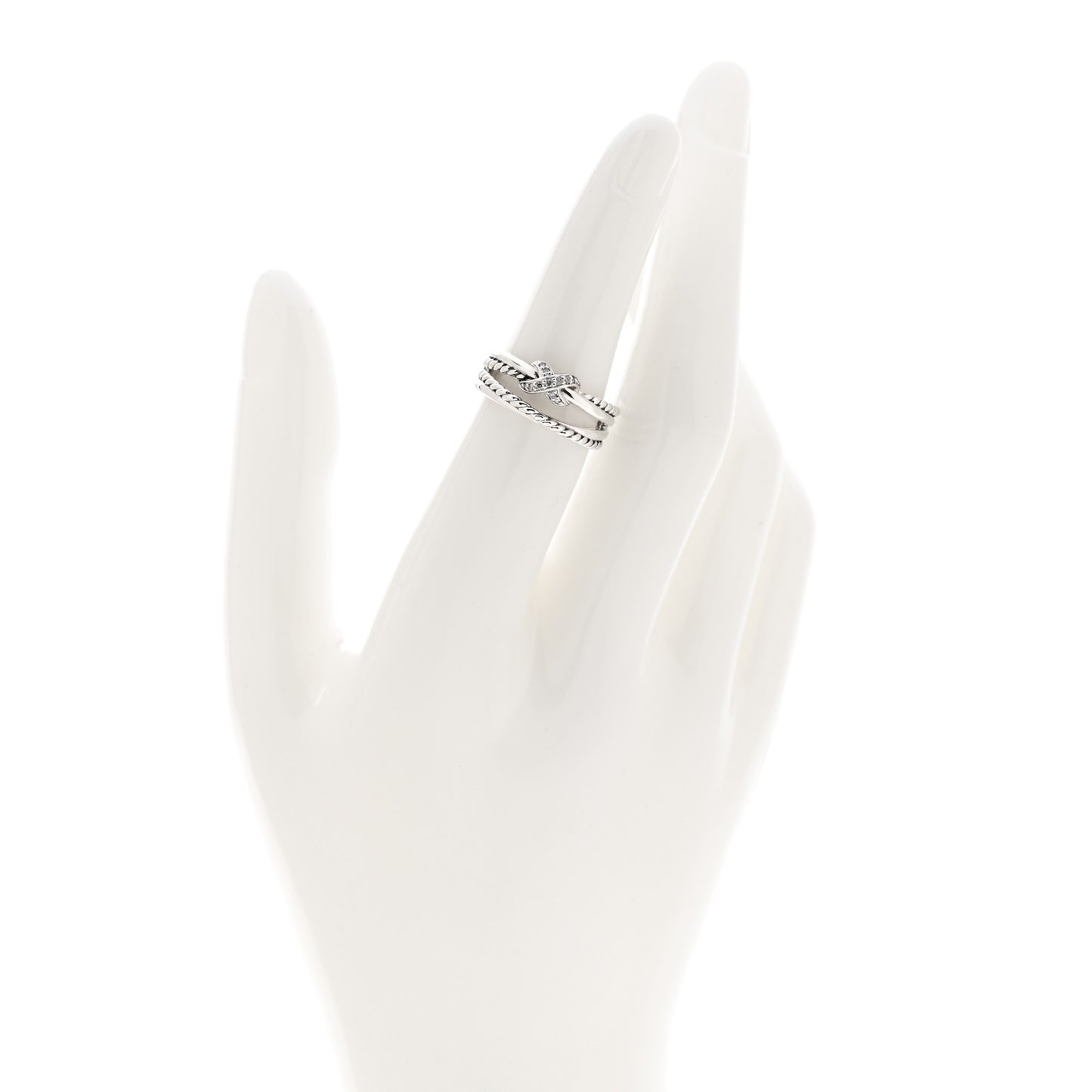Sterling Silver Diamond X Crossover Ring 50 5.5