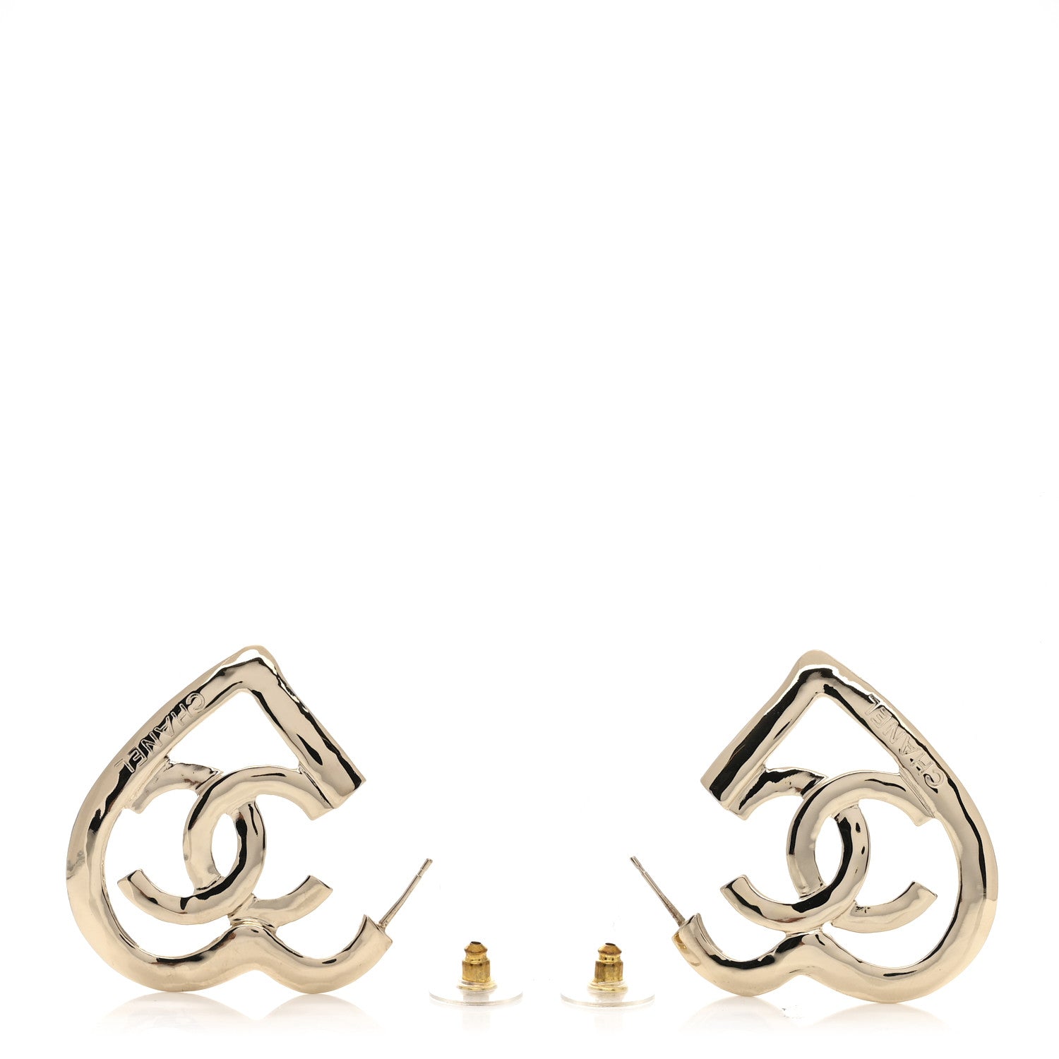 Chanel Metal CC Heart Coco In Love Hoop Earrings Gold 3 of 5