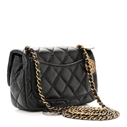 Chanel Aged Calfskin Quilted Extra Mini Medallion Flap Black 3 of 10