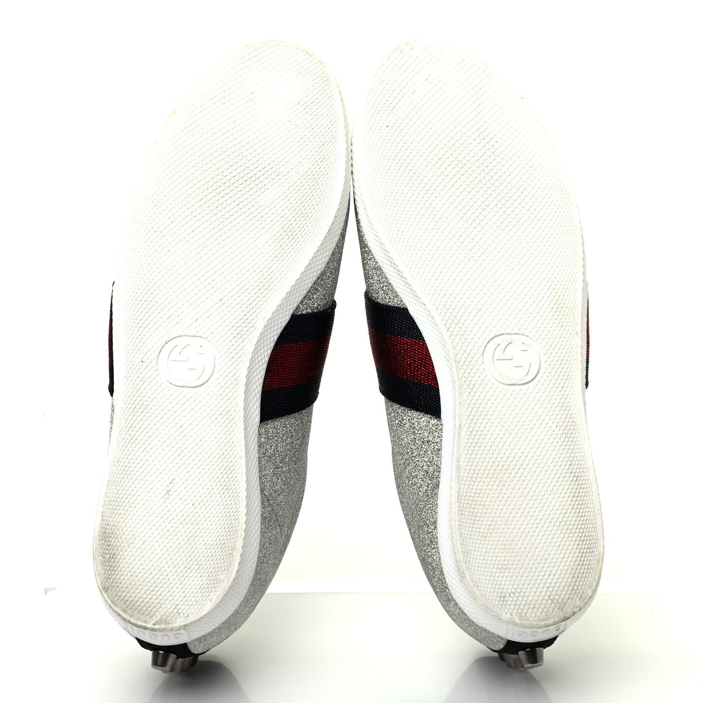 Glitter Fabric Studded Web Womens Sneakers 36.5 Silver