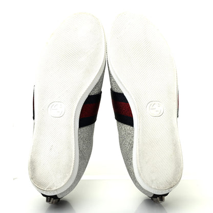 Gucci Glitter Fabric Studded Web Womens Sneakers 36.5 Silver 5 of 11