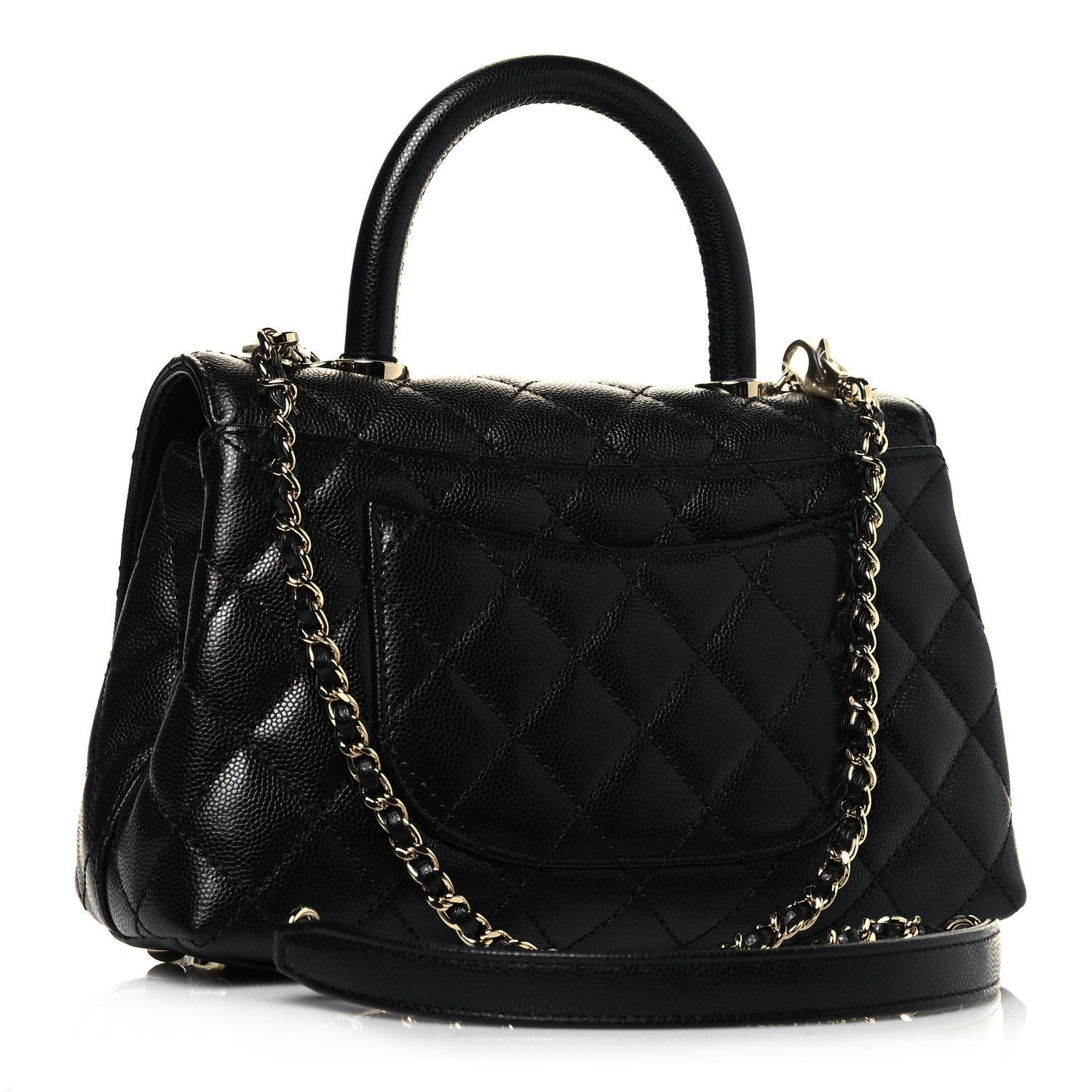 Caviar Quilted Mini Coco Handle Flap Black