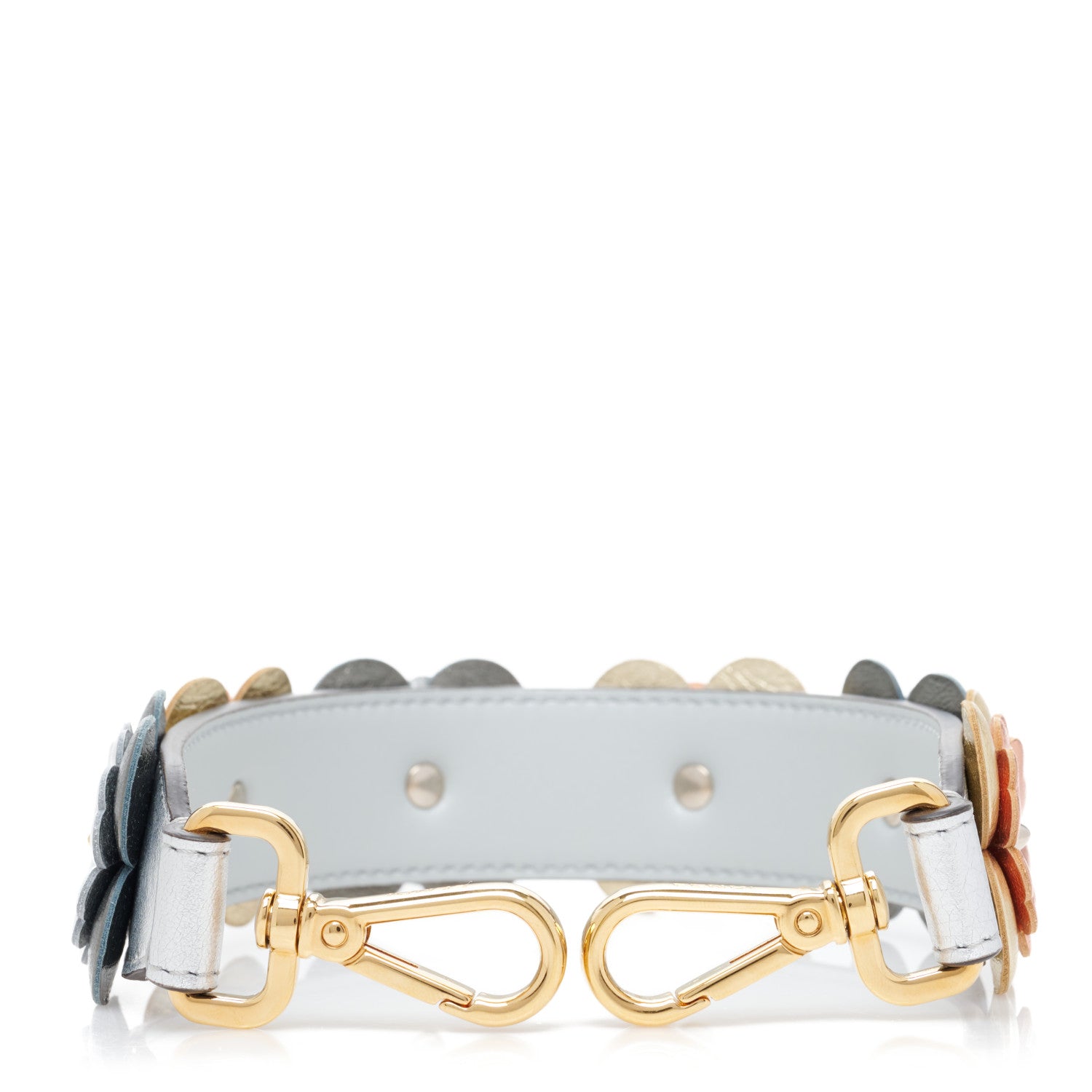 Fendi Vitello Catalan Mirror Flowerland Studded Mini Strap You Argento Multicolor 2 of 4