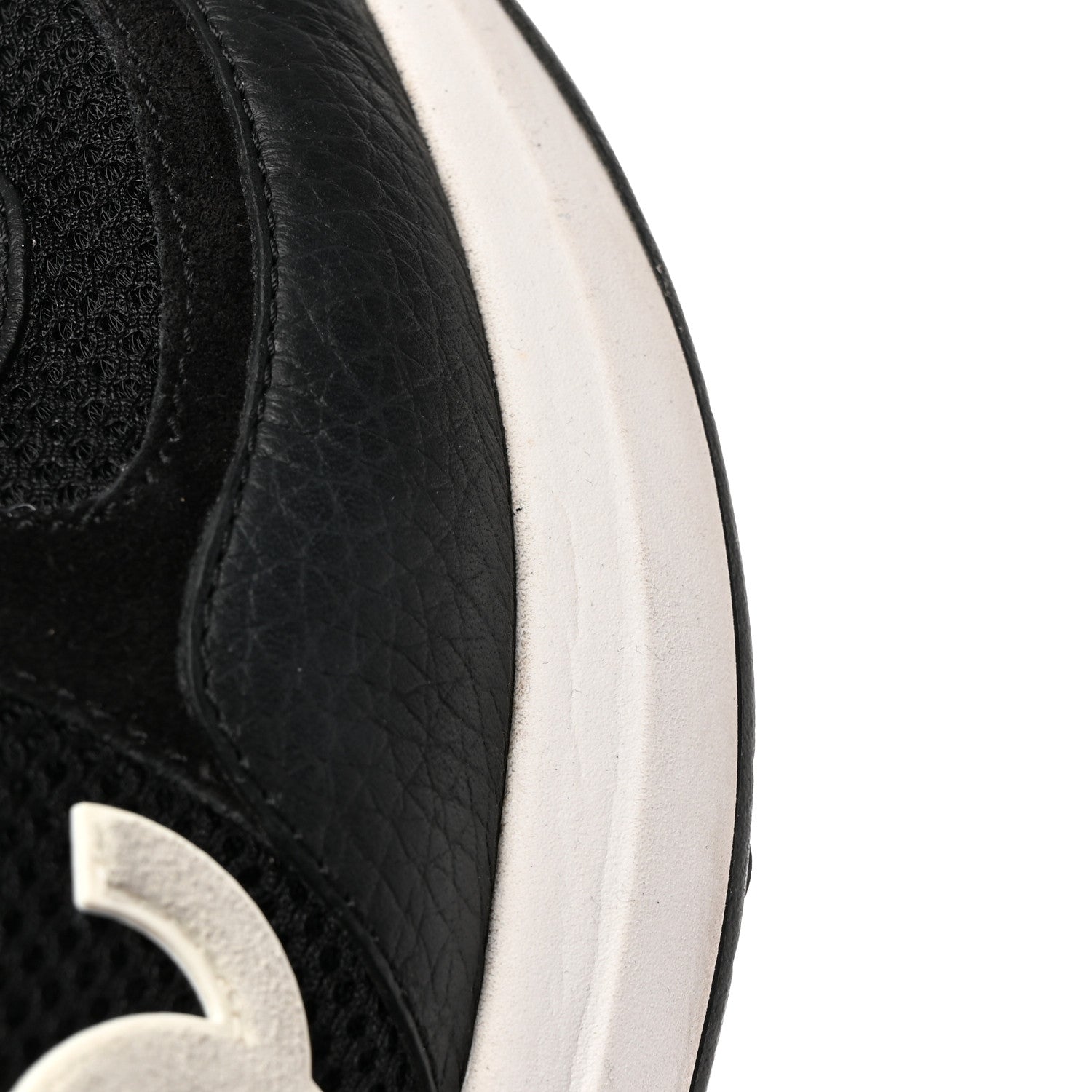 Chanel Calfskin Mesh Lycra Suede Womens Logo Sneakers 37 Black 10 of 11