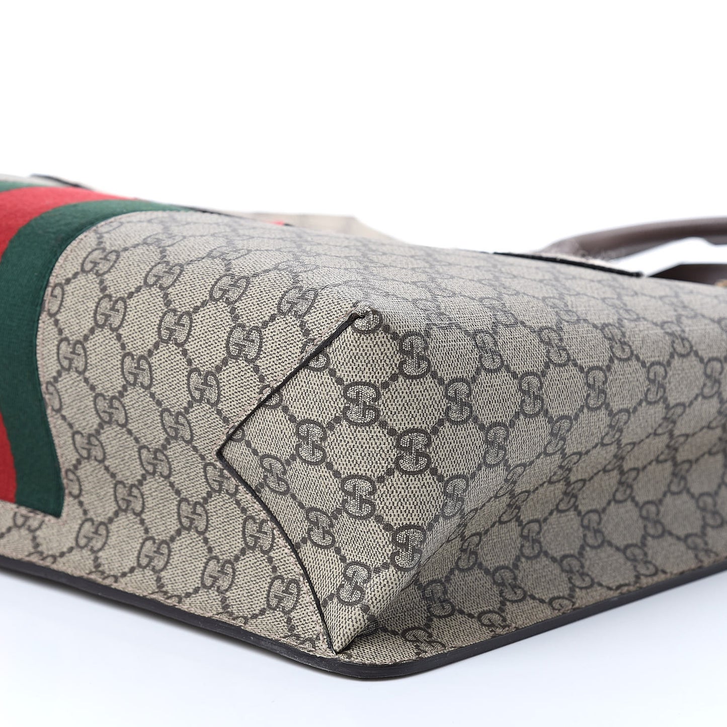GG Supreme Monogram Web Animalier Bee Vertical Tote Brown