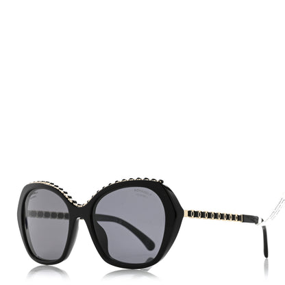Chanel Acetate Calfskin Polarized Butterfly CC Sunglasses 5547-Q-A Black 1 of 8