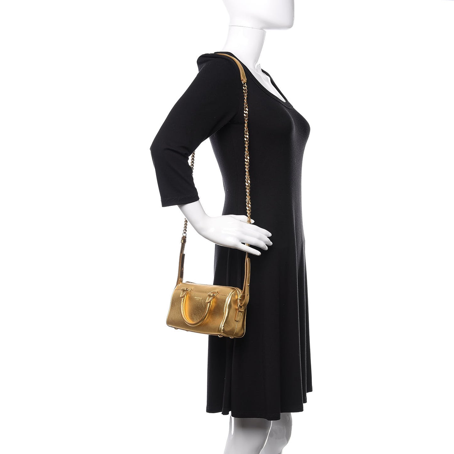 Metallic Lambskin Classic Toy Duffle Gold