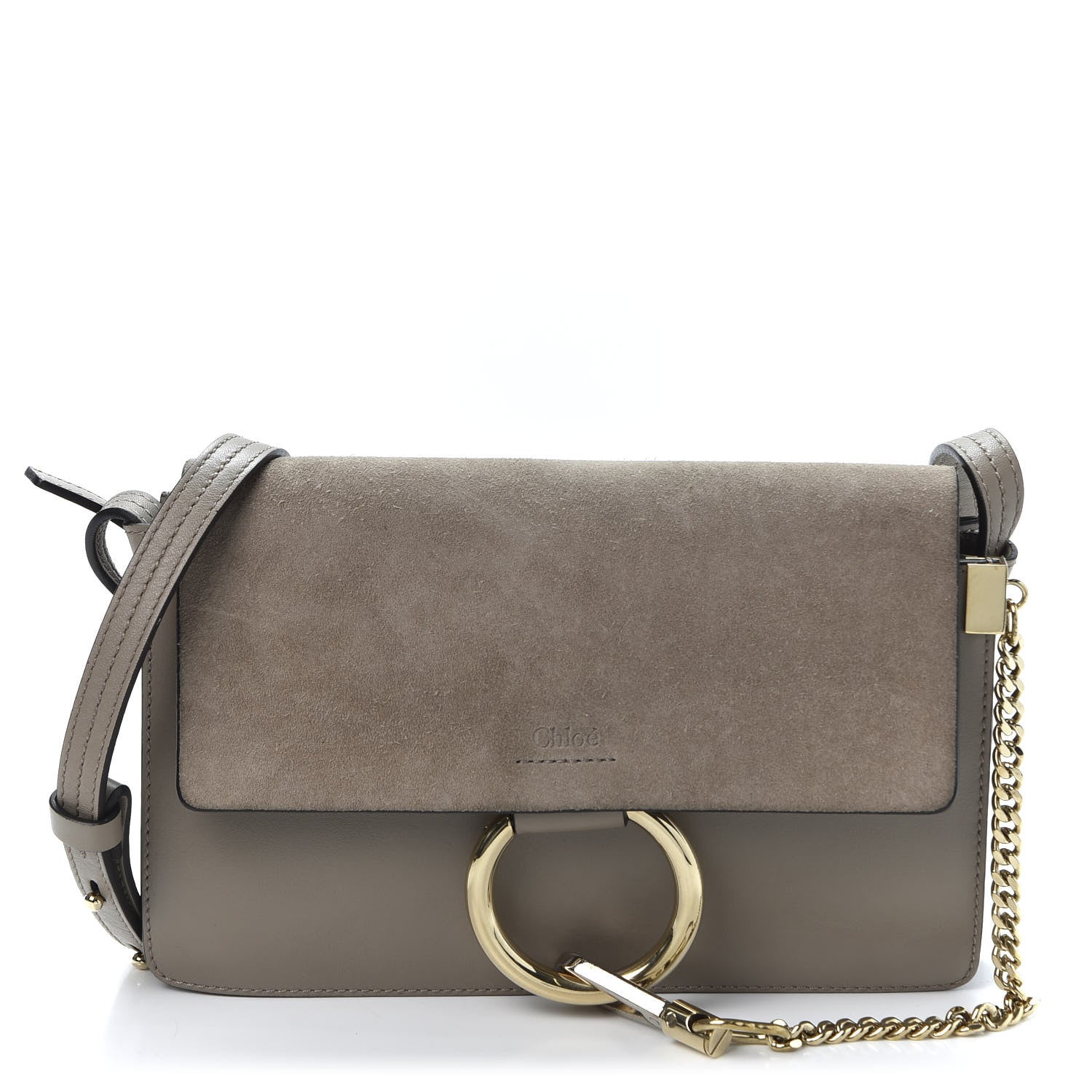 Chloe Suede Calfskin Small Faye Shoulder Bag Motty Grey 1 of 9