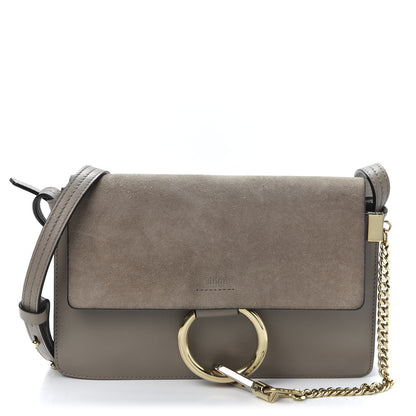 Chloe Suede Calfskin Small Faye Shoulder Bag Motty Grey 1 of 9
