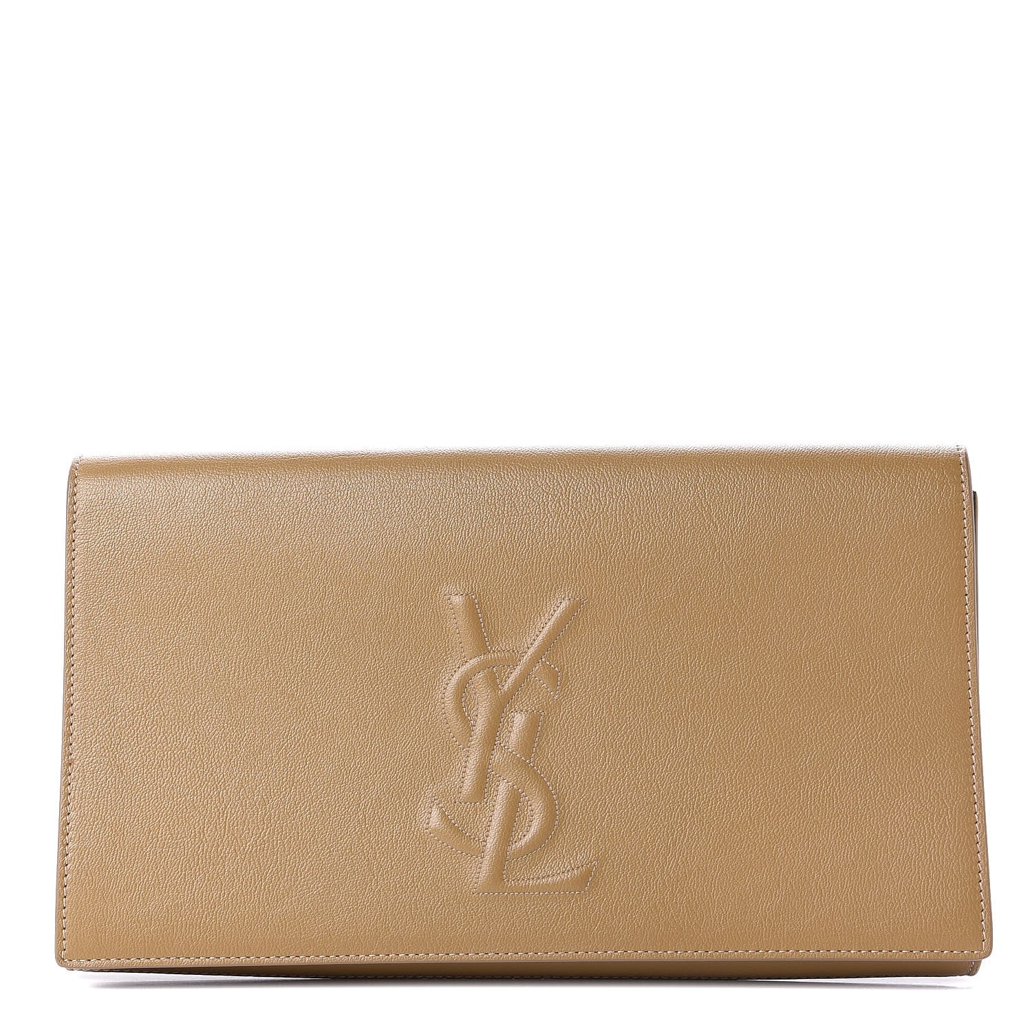 Saint Laurent Calfskin Monogram Large Belle De Jour Clutch Beige 1 of 10