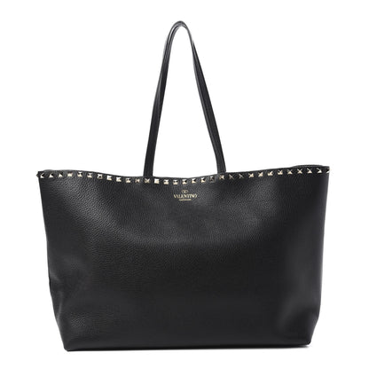 Valentino Garavani Grained Calfskin Rockstud Shoulder Tote Black 1 of 10