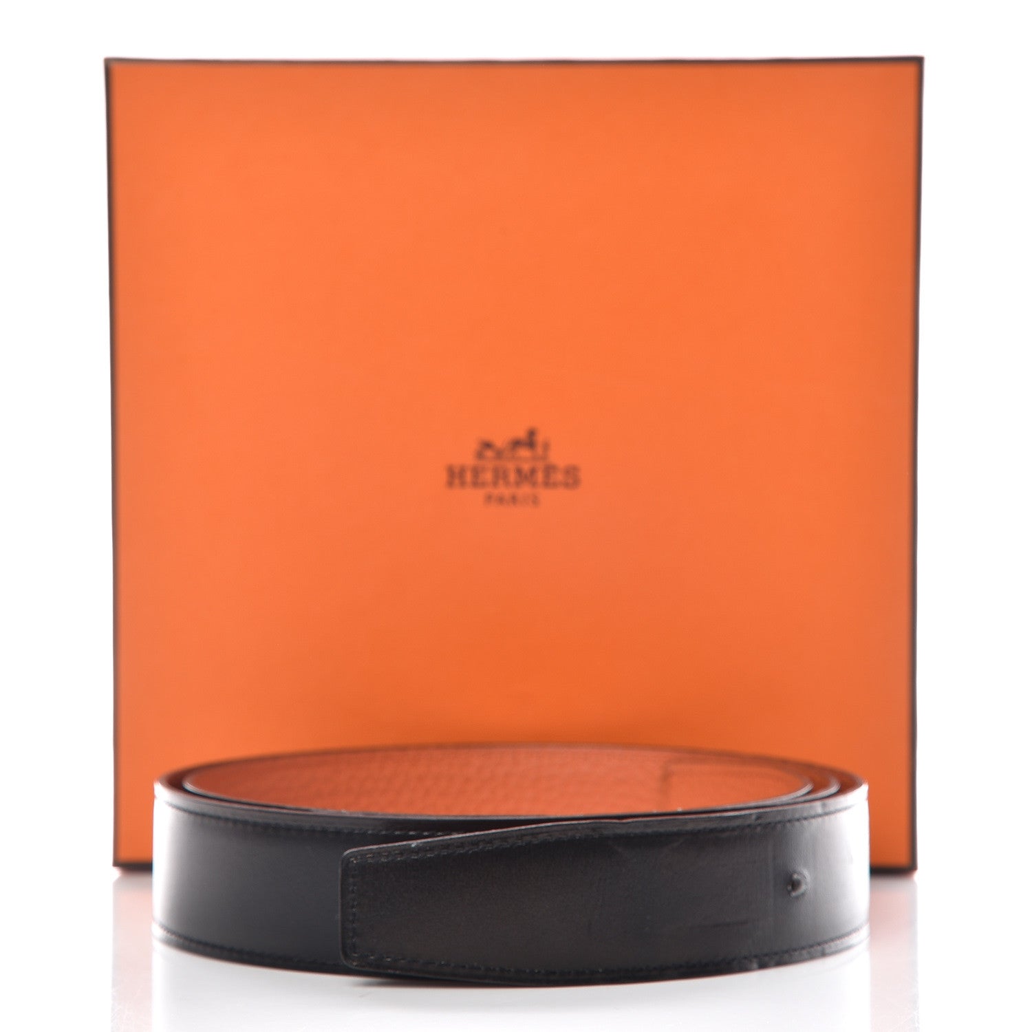 Hermes Box Taurillon Clemence 32mm Belt Strap 90 Orange Black 9 of 9