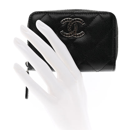 Chanel Caviar Quilted Coco Chanel Logo CC Zip Coin Purse Black 2 of 8