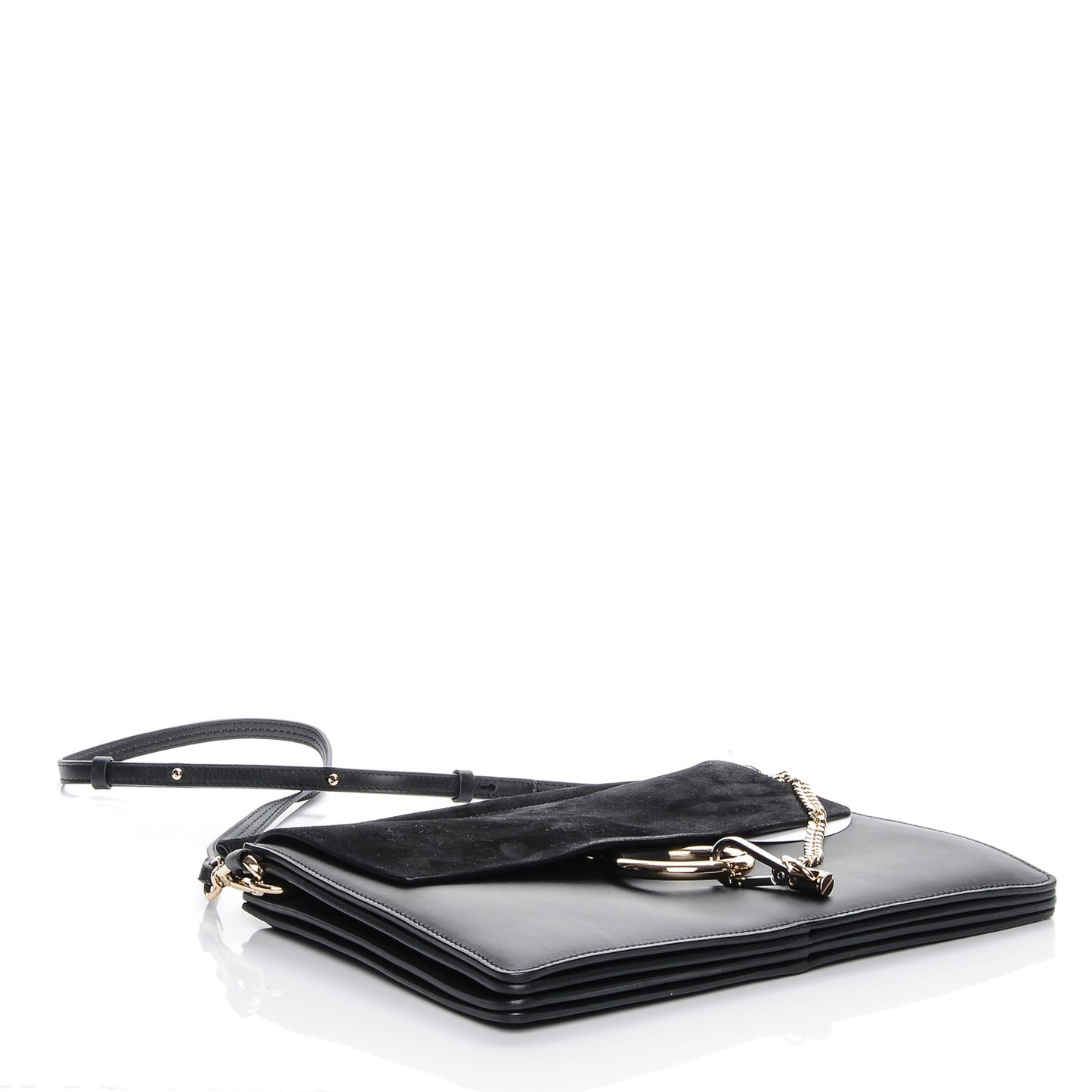 Suede Calfskin Medium Faye Shoulder Bag Black