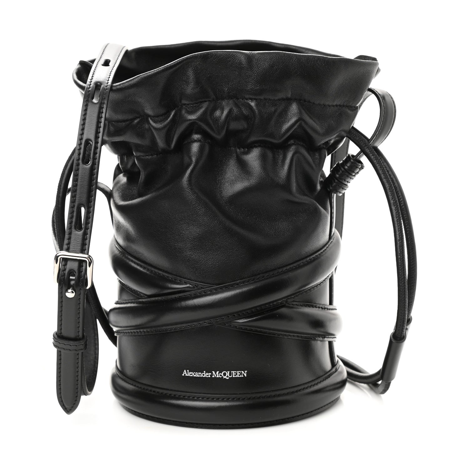 Calfskin The Soft Curve Drawstring Bag Black